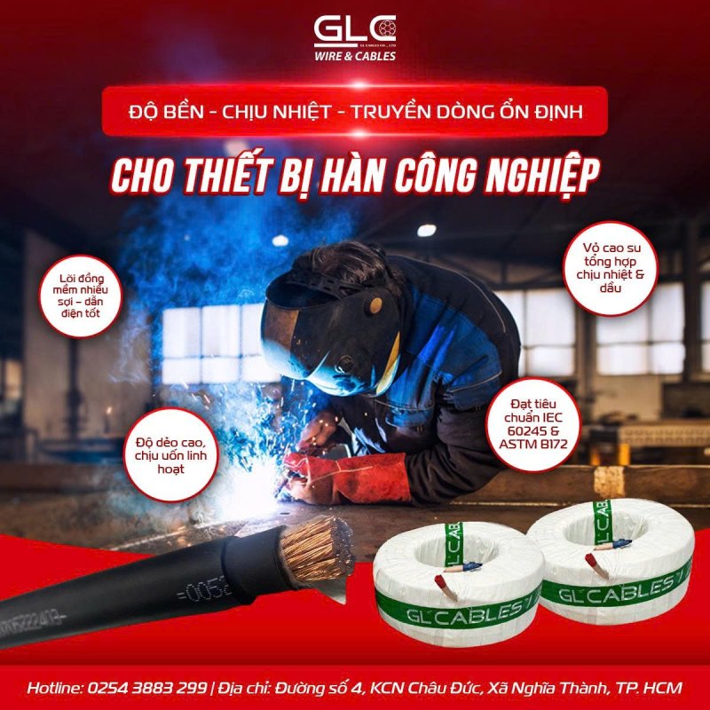 Thông số kỹ thuật và cấu tạo của dây cáp hàn chính hãng GL Cables